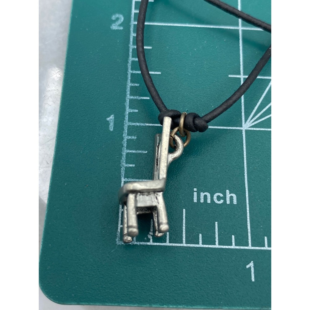 Necklace Silver Miniature Chair Charm Black Cord Unique Quirky Unusual Goth Odd - Picture 7 of 12